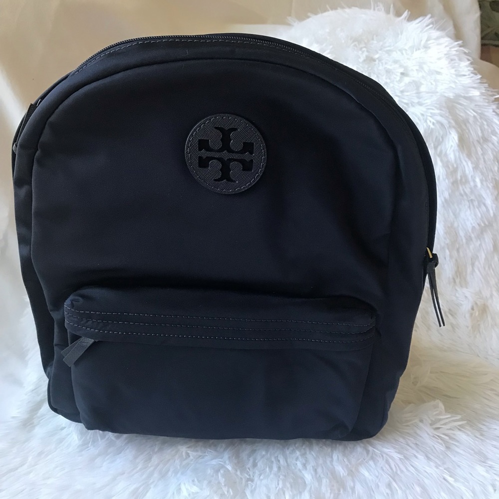 PRICE FIRM Navy Blue Ella Backpack TORY BURCH